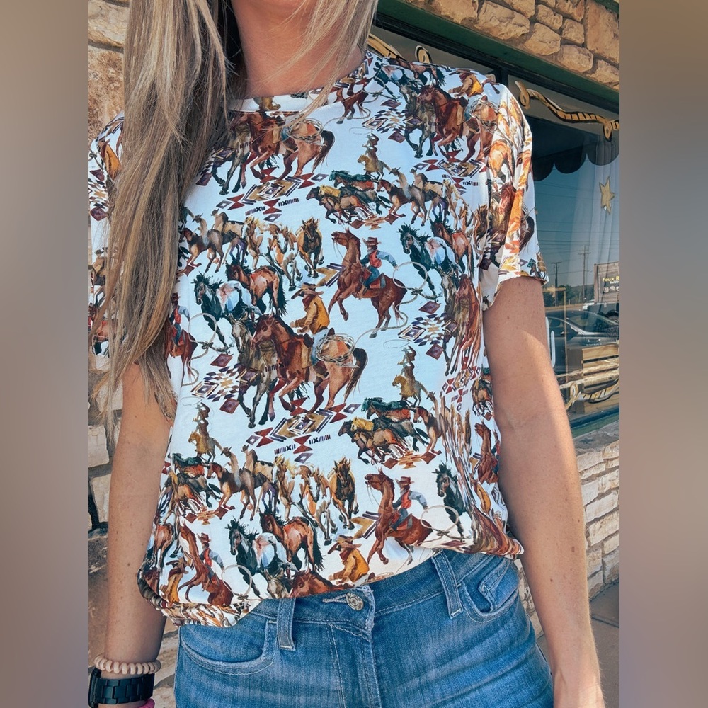 Women's Multicolor mesh cowboy top S